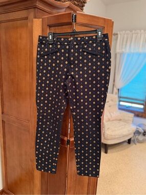 J. Crew black Ankle Pants with Gold Medallion Print